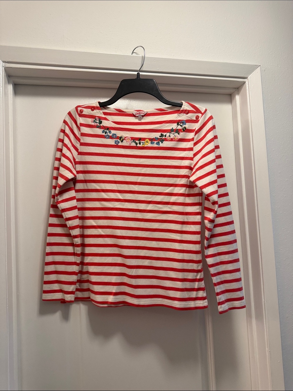 Cath Kidston Red and White Striped Top with Logo Tag